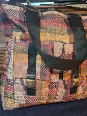 Canvas Plaid Multi-Color Men's Tote Bag